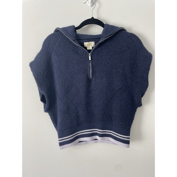 Maeve Navy Blue Sweater Best Turtleneck Size Medium Nautical Preppy sailor - Picture 1 of 8